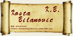 Kosta Bilanović vizit kartica